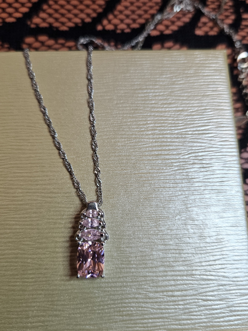 Pink Gemstone Pendant Necklace - Picture 3 of 4
